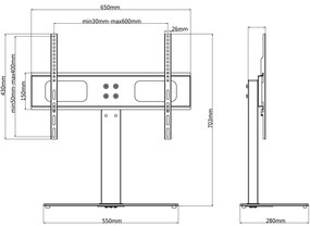 Suporte TV pedestal p/ ecrãs de 37-55" Max VESA 600x400mm 40kg