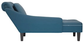 Chaise lounge c/ almofada/apoio de braços direito veludo azul