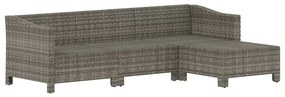 4 pcs conjunto lounge de jardim c/ almofadões vime PE cinzento