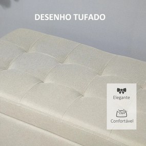 Banco Mo com Baú com Estofamento em Linho - Design Nórdico