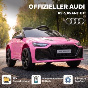 Carro Elétrico Audi RS 6 Avant GT para Crianças 12V com Comando 2,4 G Motor Duplo Arranque Suave e Suspensão