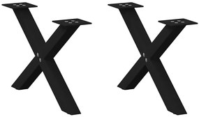 vidaXL Pés para mesa de centro em formato de X, 2 peças, preto, 60x(30-31) cm, aço