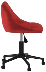 Cadeira de jantar giratória veludo vermelho tinto