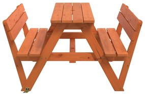 Mesa piquenique 4 crianças c/ orifício guarda-sol abeto maciço