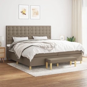 vidaXL Cama com molas/colchão 200x200 cm tecido castanho-acinzentado