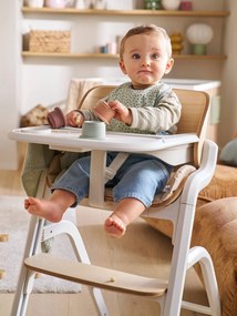 Pack Cadeira Alta Evolutiva + Espreguiçadeira + Babyset + Almofada + Tabuleiro WOODYNEST bege