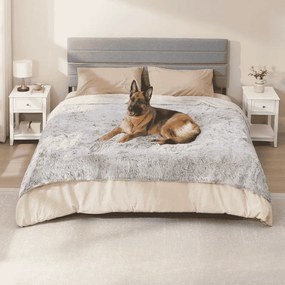 Manta para cães utilizável dos dois lados 229 x 203 cm, em tecido Sherpa cinzenta