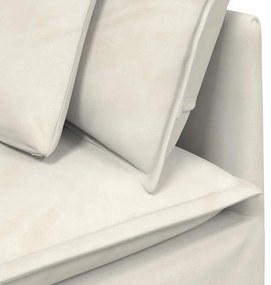 Sofá modular com almofadas veludo creme