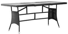 Mesa de jardim 170x80x74 cm vime PE preto