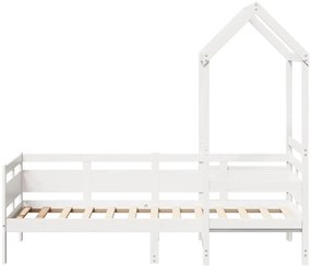 Sofá-cama c/ telhado 90x190 cm madeira de pinho maciça branco