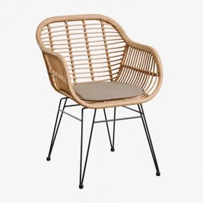 Cadeira De Jardim Com Apoios De Braços Em Rattan Sintético Zole Preto & Castanho Moka - Sklum