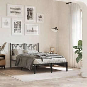 vidaXL Estrutura de cama com cabeceira 120x200 cm metal preto