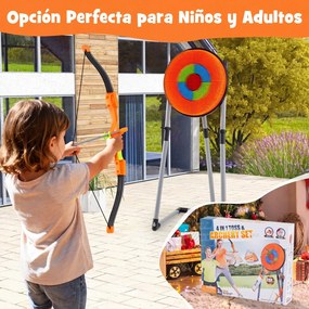Jogo de Lançamento de Dardos e Arco e Flechas, 56,5 x 53,5 x 118 cm, Para Interior e Exterior, Laranja