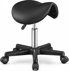 Banco de trabalho com rodas ergonómico em couro PU, com altura ajustável 56 x 56 x 45-61 cm Preto