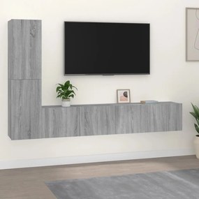 vidaXL Conjunto móveis de TV 4 pcs madeira processada sonoma cinza