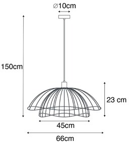 LED Candeeiro suspenso inteligente preto 66 cm incl. WiFi G95 - Pua Design