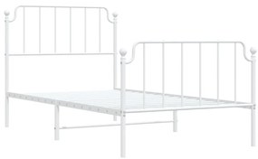 Estrutura de cama com cabeceira e pés 100x190 cm metal branco