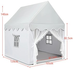 Casa das Bonecas de Crianças Cottage com Tapete de Algodão com Janela de Porta Castelo Infantil Brinquedo para Crianças 120 x 105 x 140 cm Cinzento