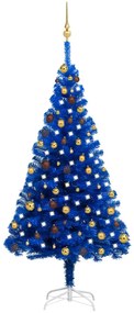 Árvore de Natal artificial c/ luzes LED e bolas 180 cm PVC azul