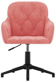 Cadeira de escritório giratória veludo rosa