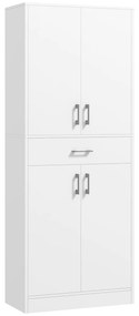 HOMCOM Armário de Cozinha Móvel de Cozinha com 4 Portas 1 Gaveta e Prateleiras Ajustáveis Anti-Tombo Armário de Cozinha Moderno para Sala de Jantar Sala de Estar 70,8x34x180 cm Branco
