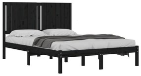 Estrutura de cama 140x190 cm madeira de pinho maciça preto