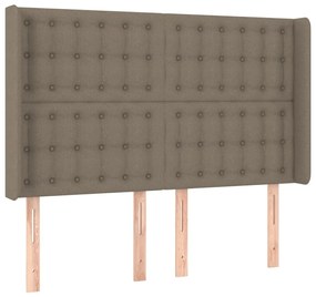 Cama box spring colchão/LED 140x200 cm tecido cinza-acastanhado