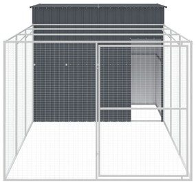 Casota p/ cães c/ parque 214x457x181 cm aço galvaniz. antracite