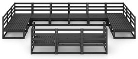 13 pcs conjunto lounge de jardim pinho maciço