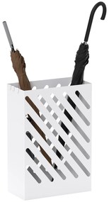 HOMCOM Suporte para Guarda-Chuvas de Aço Galvanizado com Bandeja de Gotejamento Removível 4 Ganchos Design de Elegante para Entrada Corredor Escritório 28x14x41 cm Branco