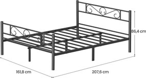 Cama metálica 160 x 200 cm (COLCHÃO NÃO INCLUIDO), estrutura de cama preta