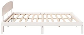 Estrado de Cama com Cabeceira Branca 180x200 cm Madeira Maciça de Pinh