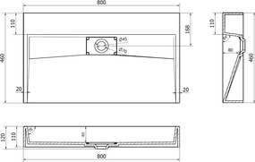 Mexen Ava lavatório de bancada composto B/O 80 x 46 cm, branco - 23018000