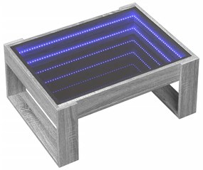 Mesa de centro luzes LED Infinity 70x53x30 cm cinzento sonoma