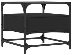 Mesa de centro com topo em vidro preto 50x50x45 cm aço
