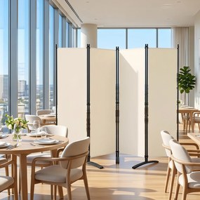 Biombo Separador de Ambientes de 4 Painéis, 224 x 52 x 173 cm, Dobrável, Bege