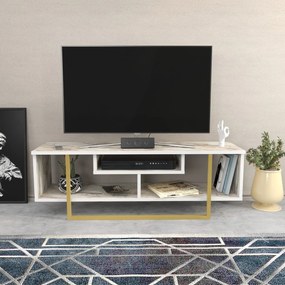 Móvel TV Asal – Branco/Dourado – 120 cm x 35,2 cm x 40,2 cm