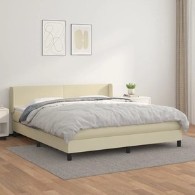 vidaXL Cama com molas/colchão 160x200 cm couro artificial cor creme