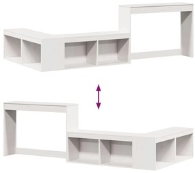 Mesa cabeceira c/ secretária 232x112x75 cm pinho maciço branco