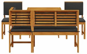 Conjunto de Jantar para o Jardim de 5 Peças vidaXL com Almofadas em Ma