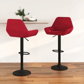 vidaXL Bancos de bar 2 pcs veludo vermelho tinto