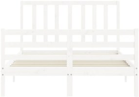 Cama sem colchão 140x200 cm madeira de pinho maciça branco