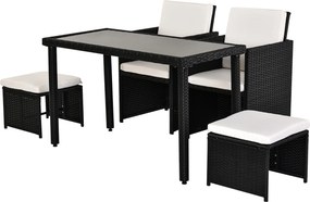 Outsunny Conjunto de Polyrattan para Jardim 11 peças com Almofadas Preto | Aosom Portugal