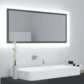 804947 vidaXL Espelho casa banho c/ LED 100x8,5x37cm acrílico cinza brilhante