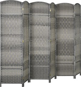 HOMCOM Biombo Dobrável de 6 Painéis Divisor de Ambientes 270x180 cm Ecrã de Privacidade de Polipropileno para Quarto Cinza Misto | Aosom Portugal