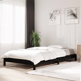 Cama empilhável 90 x 190 cm madeira de pinho maciça preto