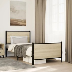 Estrutura de cama sem colchão 90x200 cm metal carvalho sonoma
