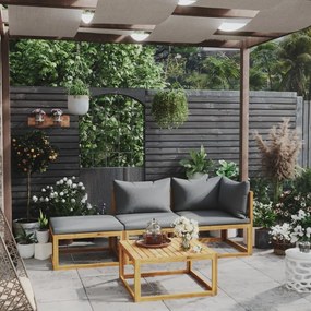 vidaXL 4 pcs conjunto lounge de jardim c/ almofadões acácia maciça