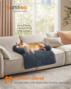 Cama para cães para o sofá L, de pelúcia, 95 x 85 x 16 cm, cinzento escuro