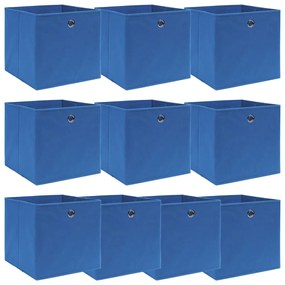 Caixas de arrumação 10 pcs 32x32x32 cm tecido azul